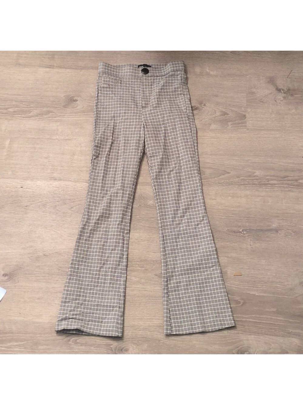 Zara flared checkered pants size XS